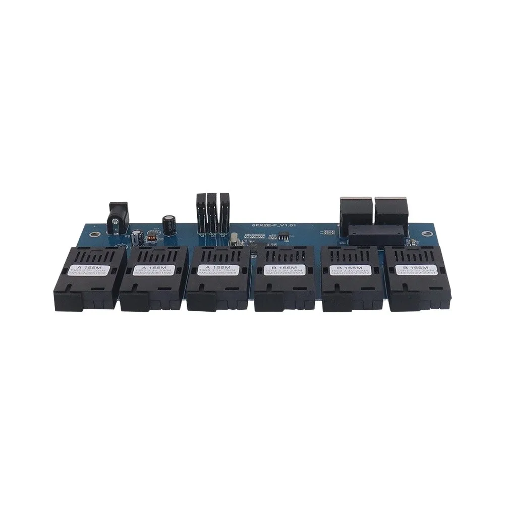 100Mbps Fiber Traneiver Converter with 6 Optical Ports and 2 PoE Electrical Ports for Long-Haul Ethernet Links