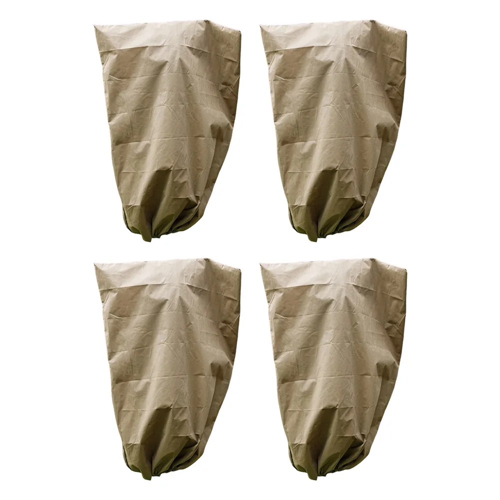 

4 Pack Reusable Frost Protection Covers with Drawstring for Winter Plant Protection Suitable for Shrubs Vegetable Beds and Trees