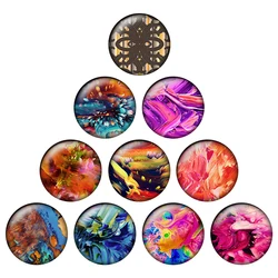 24pcs Creative Oil Paint Abstract Gradient Marble Texture Pattern Round Photo Glass Cabochon Demo Flat Back Making Findings H066