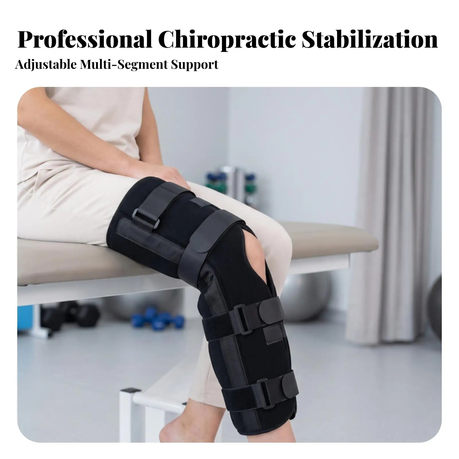 Knee Immobilizer Brace for Joint Alignment with Breathable Composite Cloth and Metal Stays