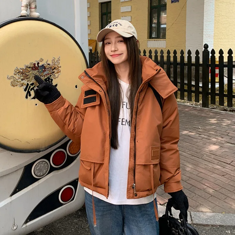 Winter Clothes Women Cargo Jackets Hooded Puffer Jacket Women's Clothing Warm Sports Casual Puffer Jacket Thick Y2K Streetwear