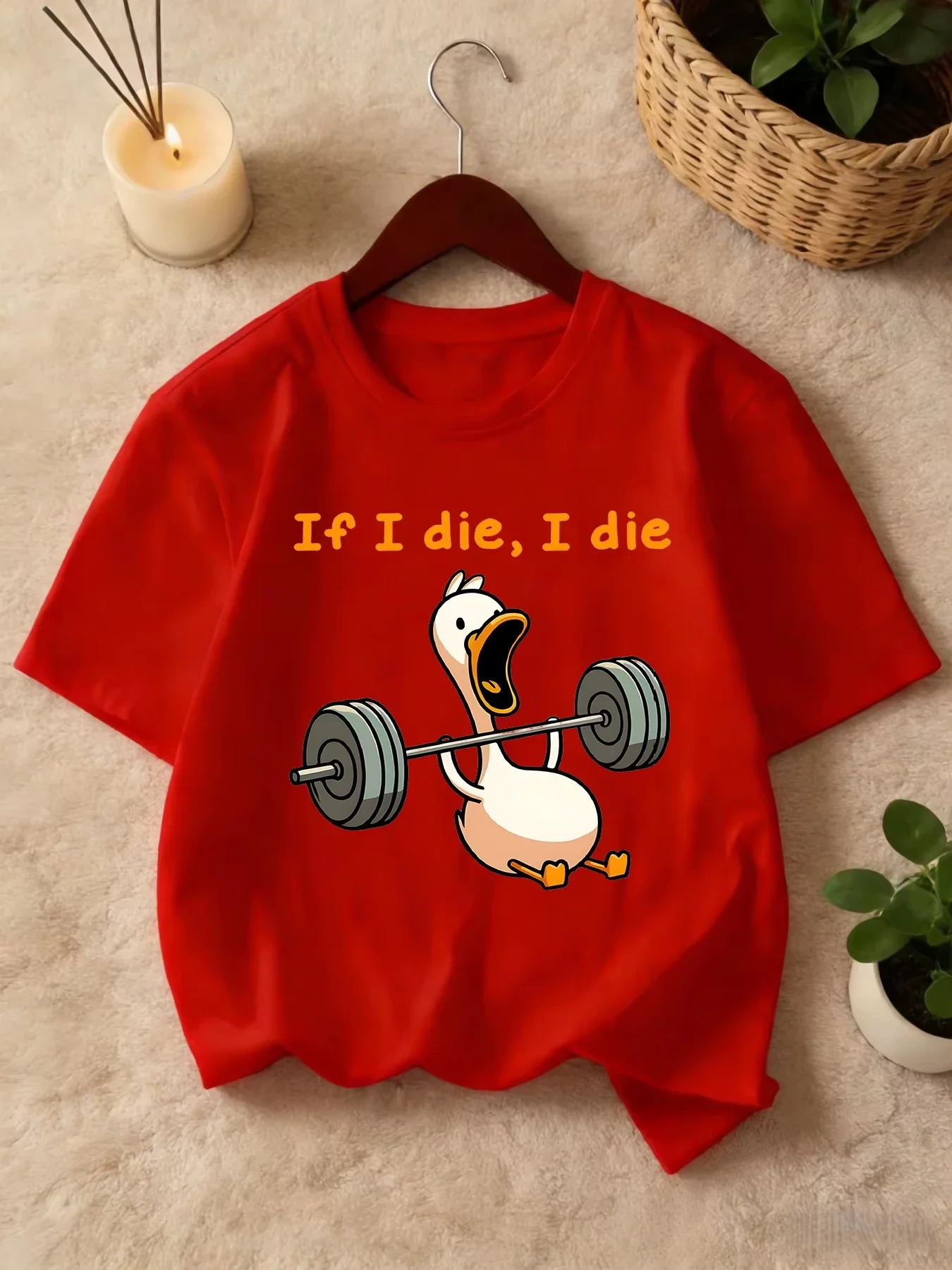 Funny Weight Lifting Duck Print Kids T Shirt Fashion O Neck Short Sleeve Top Boys Girls Casual Summer Clothing