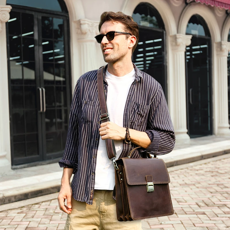 CONTACT\'S Genuine Leather Crossbody Bag for Men Luxury Password Designer Bag Shoulder Messenger Bags Casual Male Tote Handbag