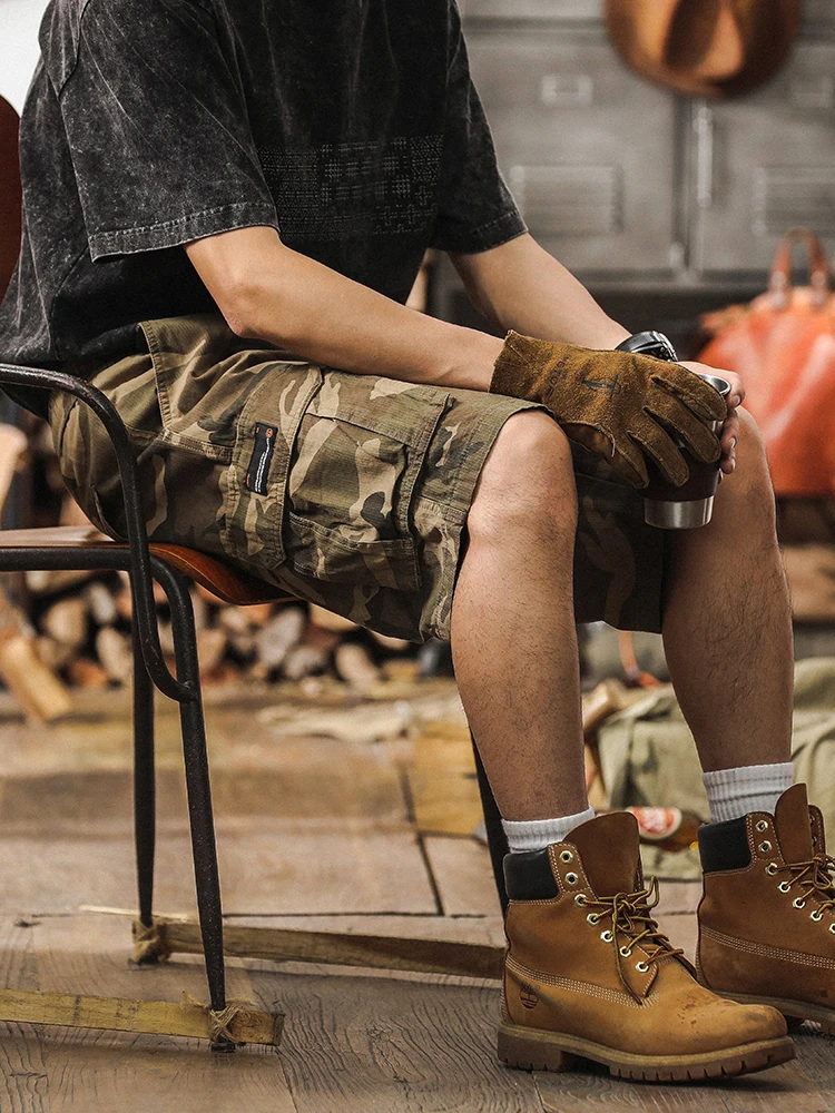 

American Retro Camouflage Workwear orts Men Summer New Trend Loose Five-Point Outdoor Thin Tactical Pants Casual Youth