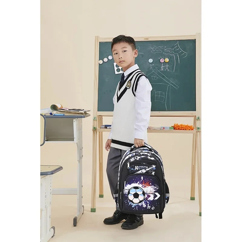 Mochila Escolar con estampado de fútbol para niños, morral Escolar de viaje para adolescentes