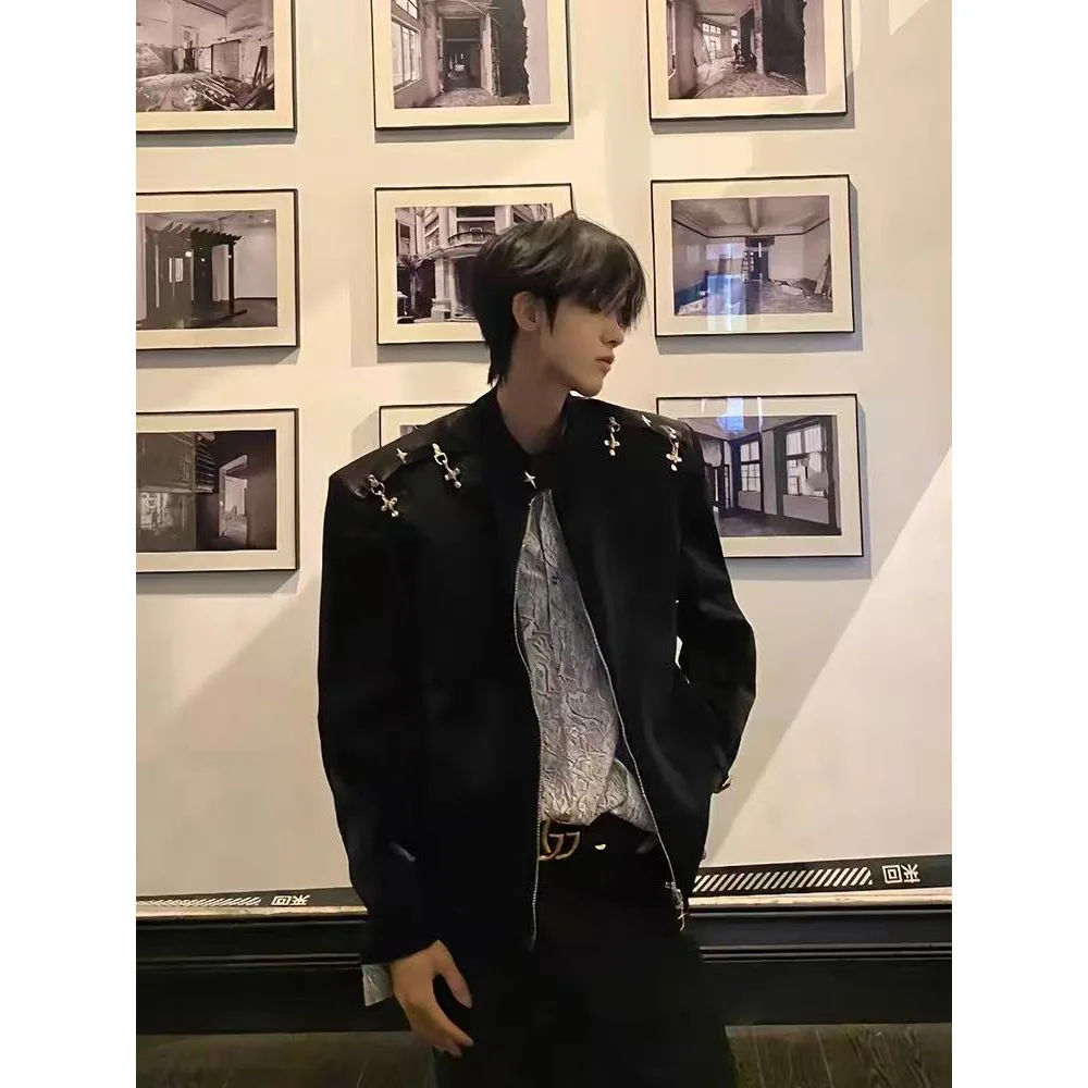 

Fashionable Brand Jacket for Men's New Retro Pattern Casual Long-sleeved Jacket Niche Handsome High street Men Coat