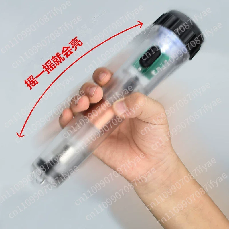 Transparent flashlight Self-charging Student fluorescent hand-cranked emergency power generation flashlight Shaking flashlight