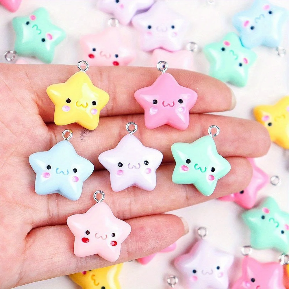 3/11/22 قطعة المعلقات متعددة الألوان على شكل نجمة ، أقراط قلادة ذاتية الصنع ، لإكسسوارات تزيين هدايا عيد الحب والهالوين #2