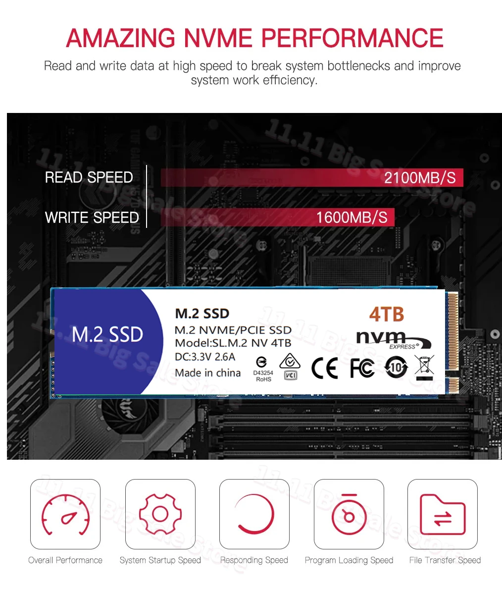 2024 جديد 8 تيرا بايت الأزرق SSD NVMe M.2 2280 1 تيرا بايت 2 تيرا بايت 4 تيرا بايت القرص الصلب الداخلي محرك الحالة الصلبة PCIe 4.0 لأجهزة الكمبيوتر المحمول PS5 الكمبيوتر المكتبي المحمول