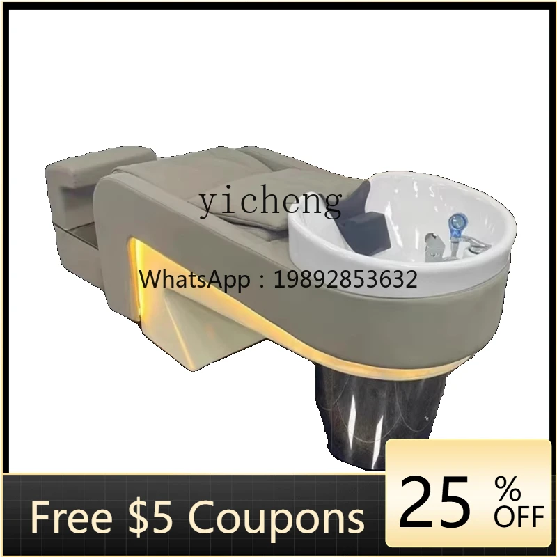 AB  Lying Half Shampoo Chair Barber Shop Hair Salon Flushing Bed Ceramic Basin