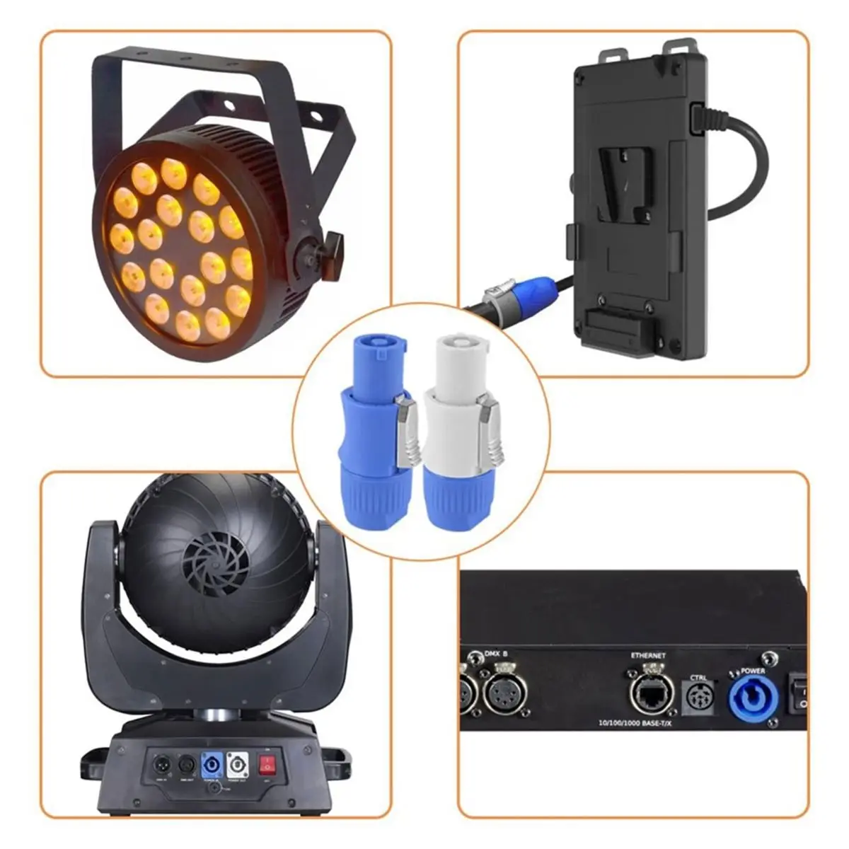 PHONE&GEAR 8Pcs Powercon Connector 3 XLR AC Audio Stage Circular Connector Plug 3 Pins for Powercon NAC3FCA/NAC3FCB