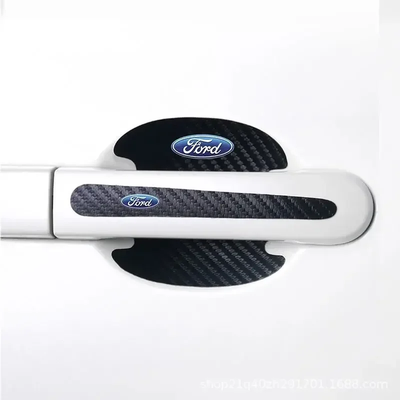 Carbon Fiber Car Door Handle Bowl Emblem Sticker for Ford Focus 3 Fiesta Mk6 Transit Ranger Kuga Mondeo Explorer Ecosport Galaxy