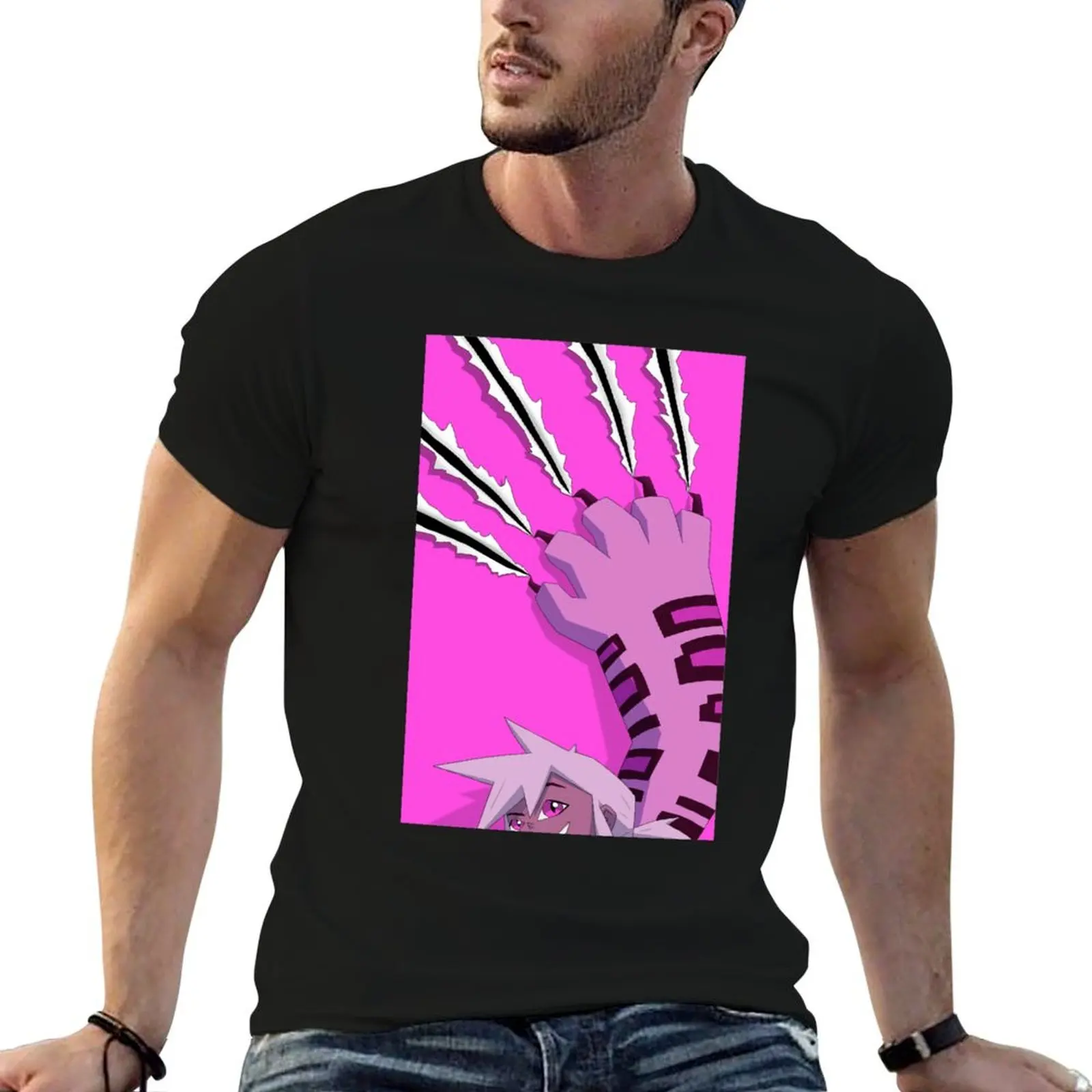 Kipo Mega Jaguar Pink Slash T-Shirt oversized hippie clothes slim fit t shirts for men