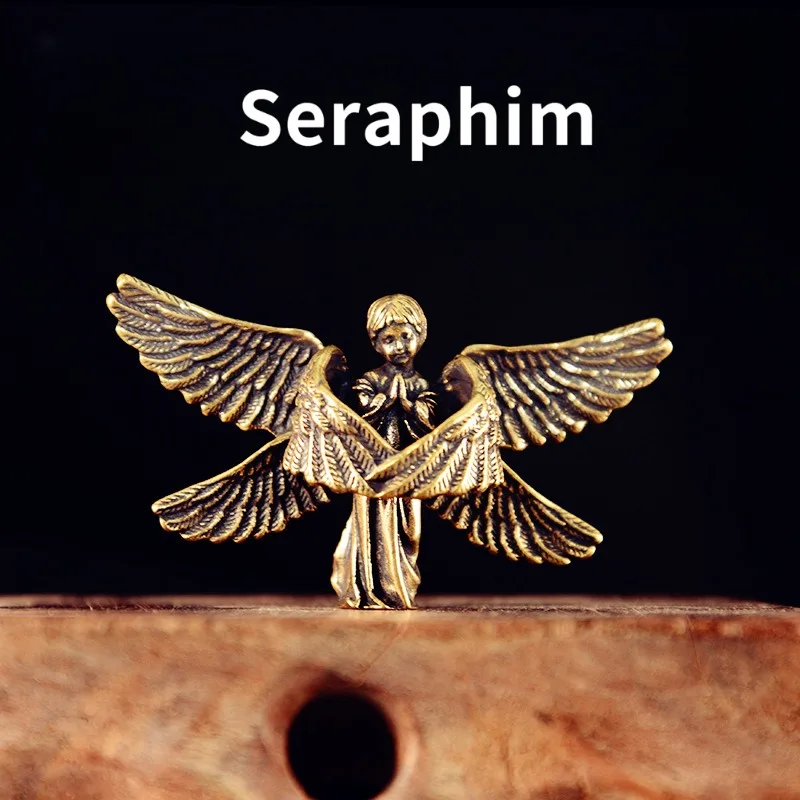 

New Vintage Six-Winged Angel Pure Brass Desktop Decoration Creative Office Desk Accessories Cross-Border Popular Angel Ornaments