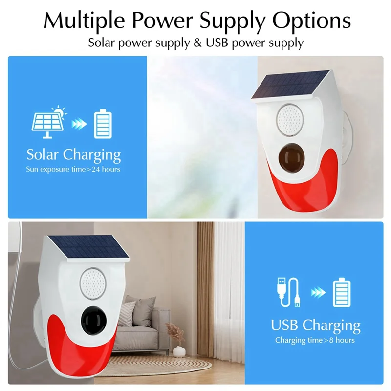 【Shopper’S-Favorite!】Outdoor Solar Human Body Sensing System A Sensor With Remote Controller 120DB Sound Detector For Home And F