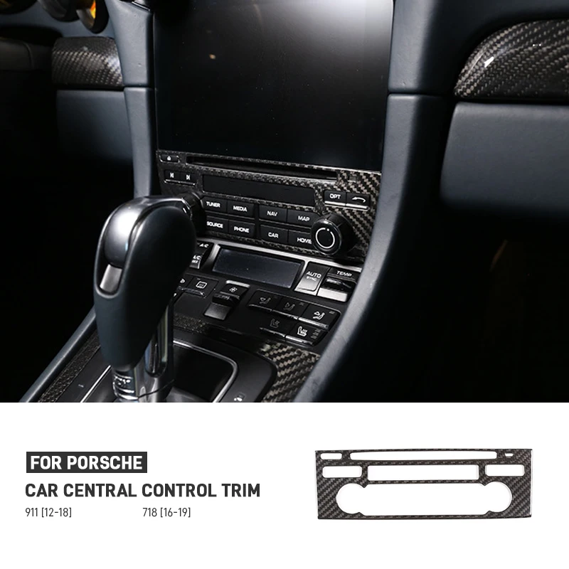 

For Porsche 718 2016-2019 911 2012-2018 Carbon Fiber Car Center Console Radio CD Panel Cover Sticker Trim Interior Accessories