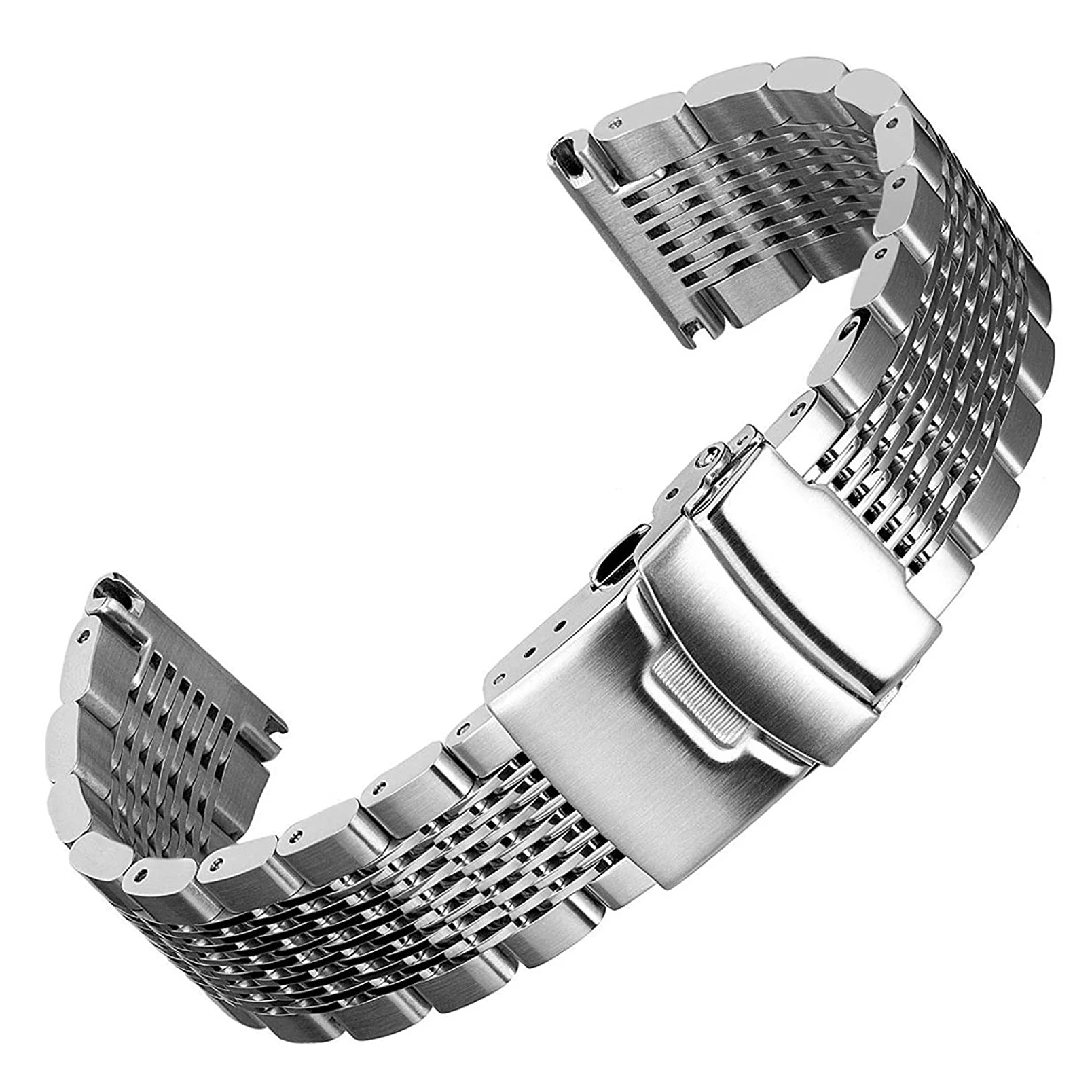 Stainless Steel Mesh Bracelet for Seiko Solid Deployment Buckle Diving Watch Band Brushed Polished Business Straps 18/20/22/24mm