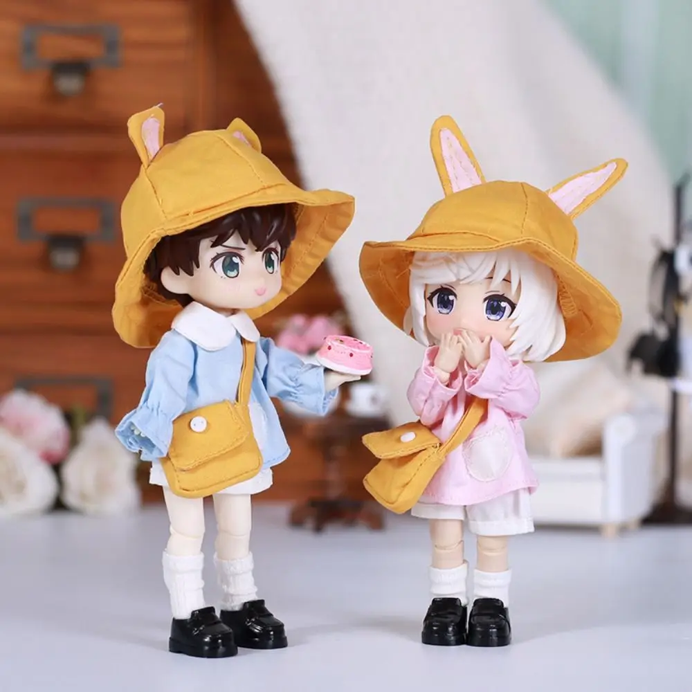 유치원 Ob11 인형 옷 토끼 곰 귀 어부 모자 Obitsu11 학교 유니폼 수제 복장 BJD 인형 복장
