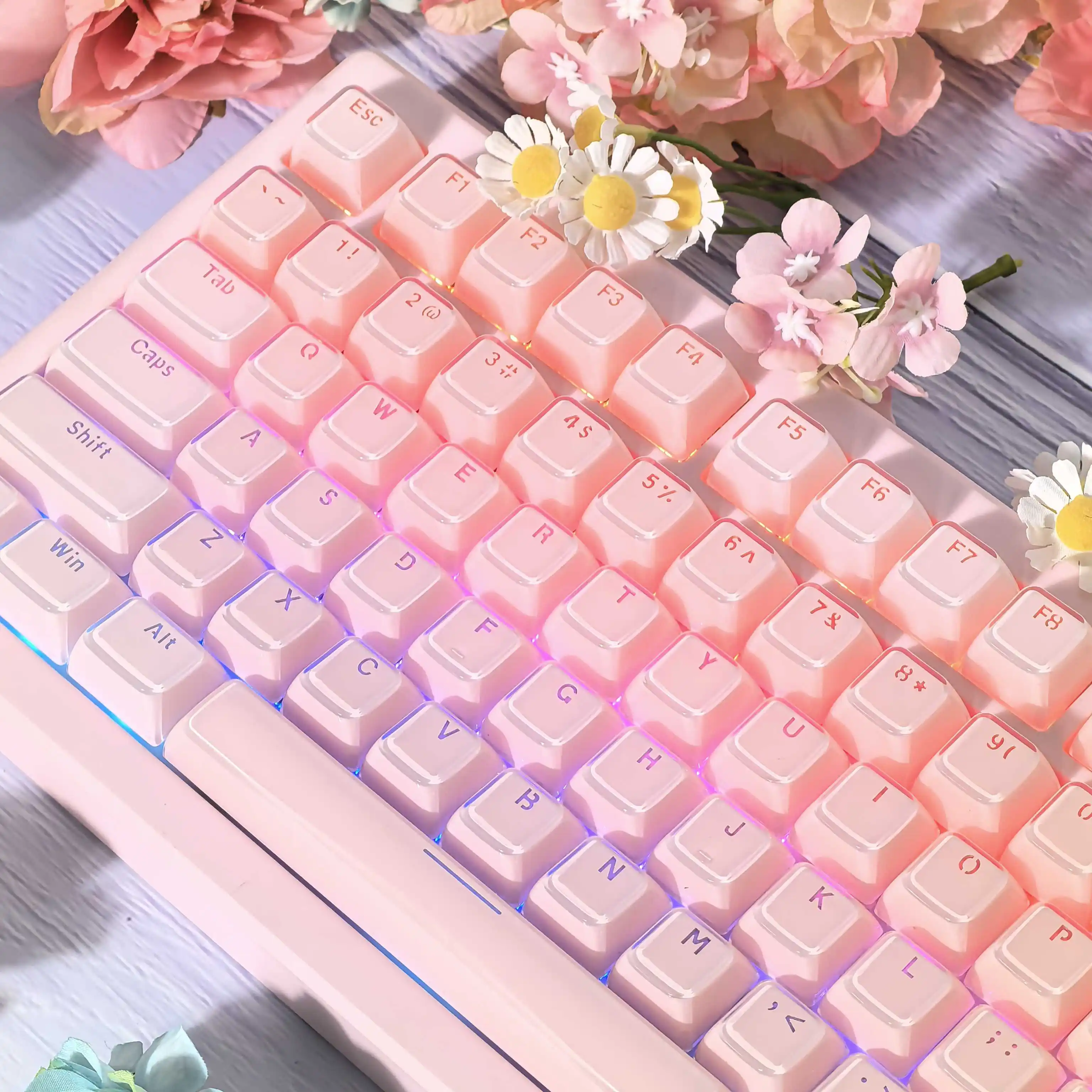 

MDA Profile Pink Jello Crystal Keycap Translucent Clear Keyboard Keycap for Cherry Gateron MX Switches Mechanical Gamer Keyboard