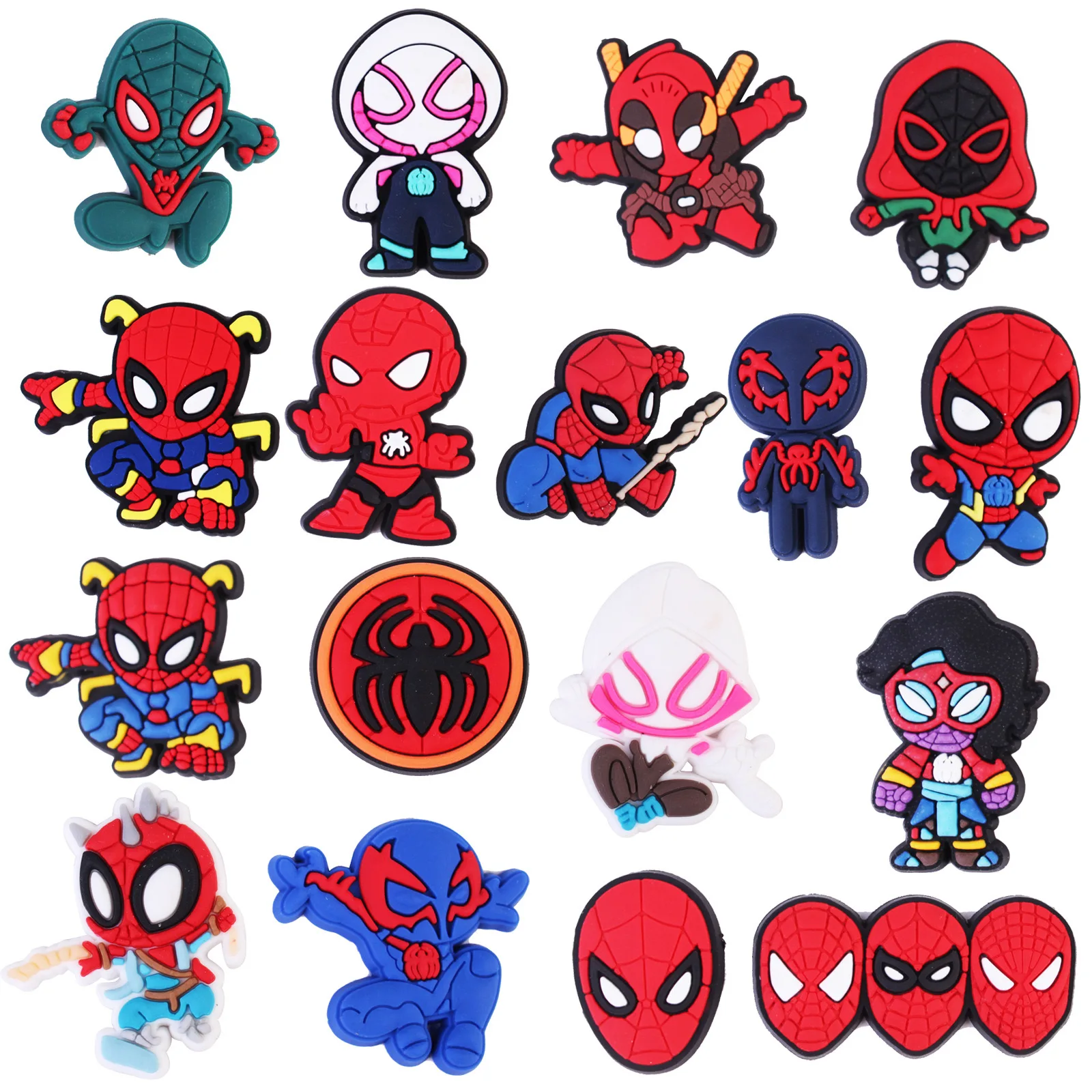 1-17 buah produk baru Spider-Man PVC Shoe Charm Dekorasi Aksesori gesper Aksesori Fit Band gelang