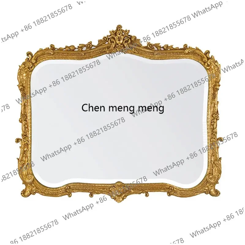CC Customized square retro bathroom mirror living room wall hanging French carved decorative mirror makeup mirror