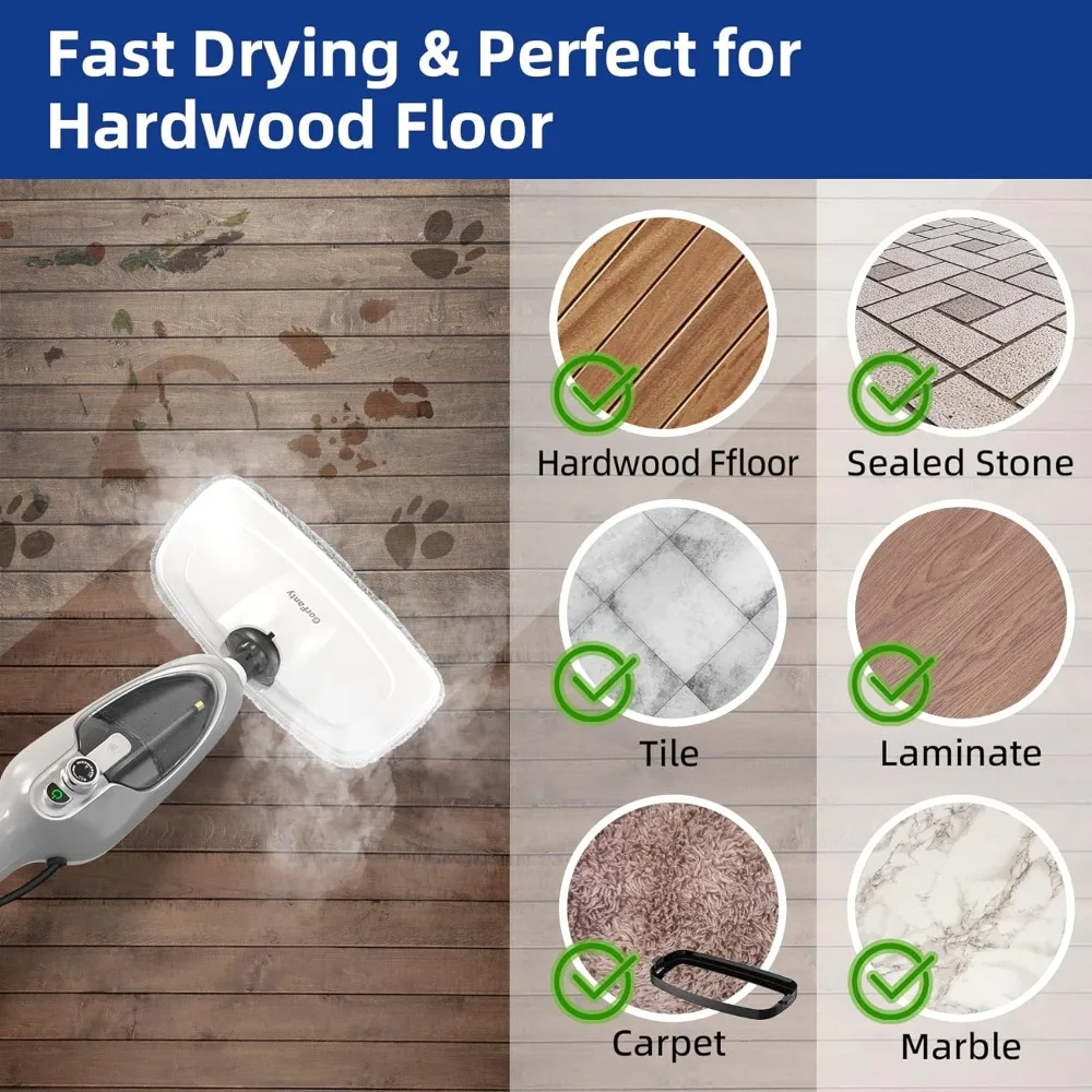 Steam Mop - 10-in-1 Multipurpose Handheld Steam Cleaner Detachable Floor Steamer for Hardwood/Tile/Carpet with 11 Accessories