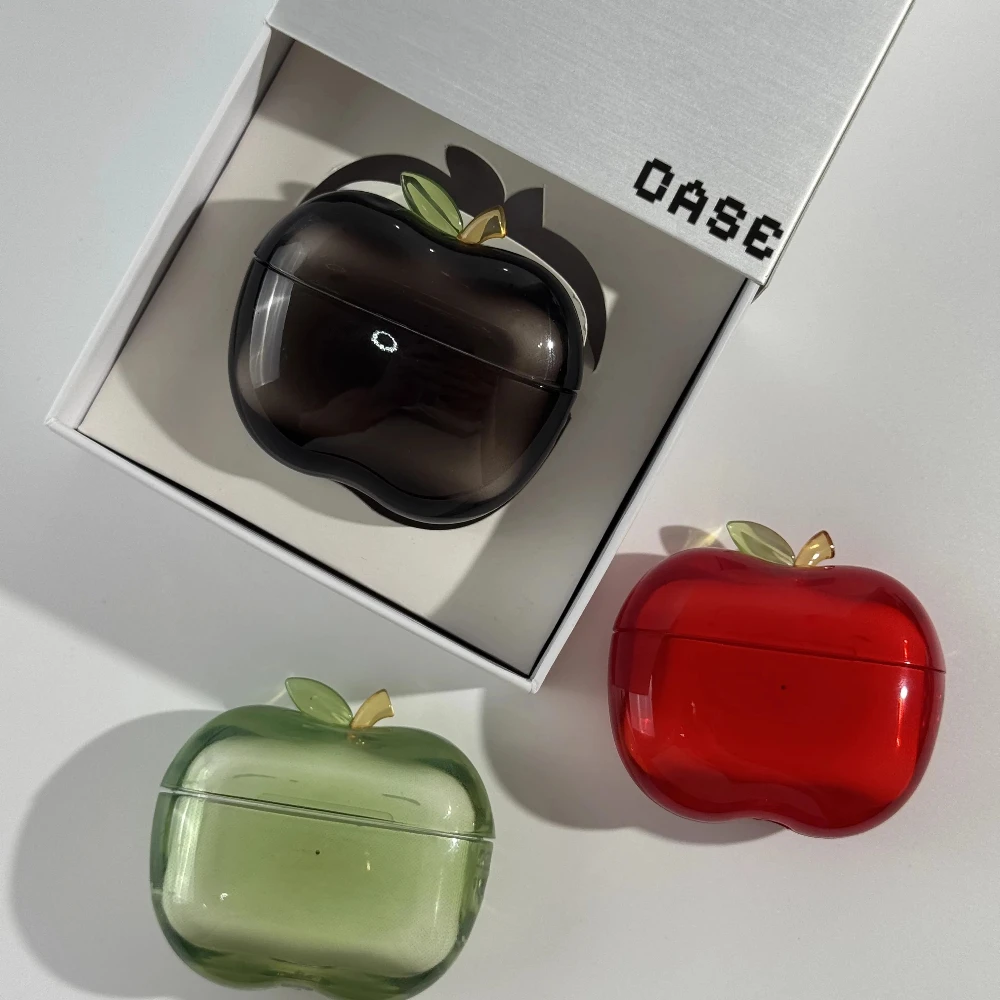 Maßgefertigte Transparente Frucht-AirPods Pro 2 Hülle |   Ästhetische weiche TPU-Hülle in Apfelform |   Personalisierte, sturzsichere Kopfhörer-Schutzhülle