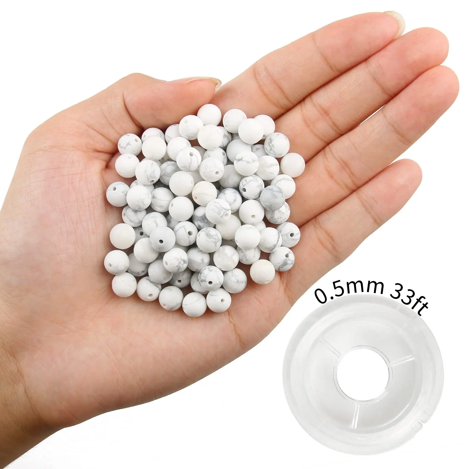 4/6/8/10mm Natural Stone Frosted Howlite Beads Matte Round Bead With Elastic Thread For Jewelry Making Bracelet Wholesale