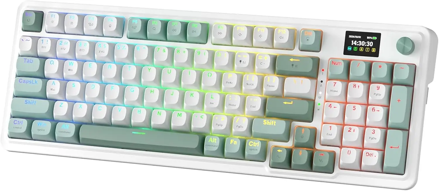 

95 Keys Wireless Gasket Mechanical Keyboard with Hype Screen & Knob, 5-Layer Noise Dampening, Custom Linear Switch