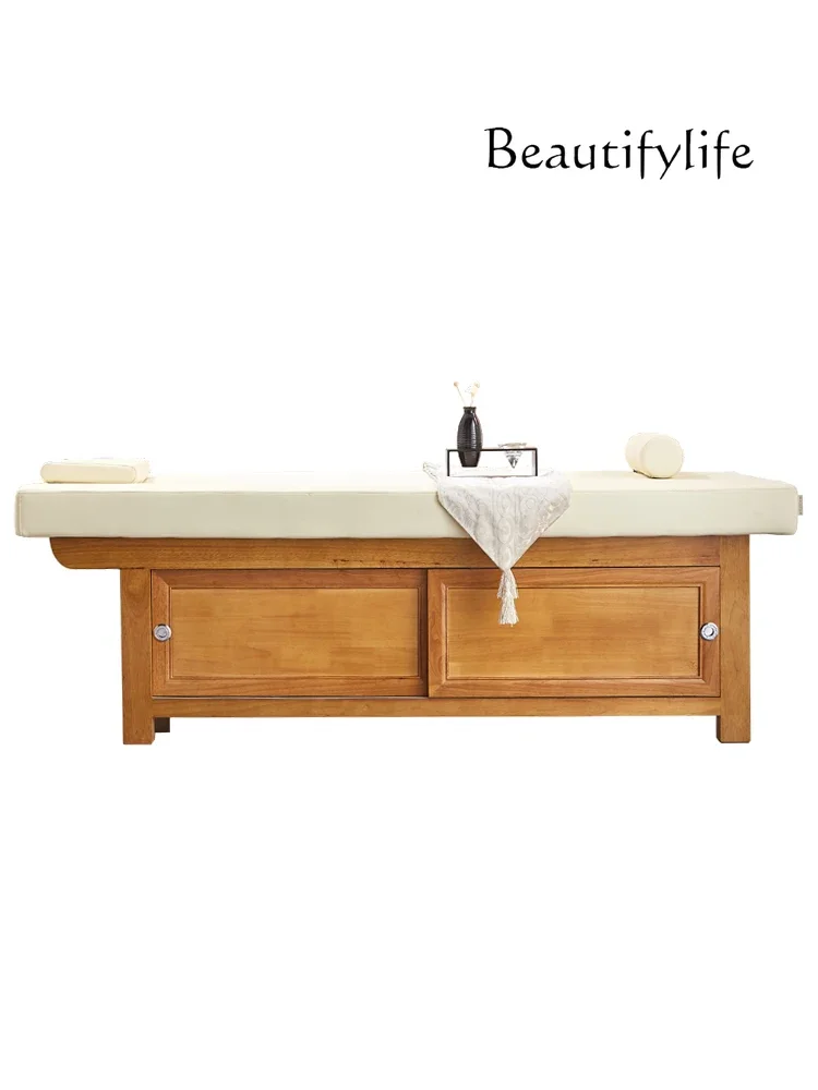 Solid Wood Facial Bed Beauty Salon Special Hole Body-Shaping Latex Wooden High-End Household Steaming Bed