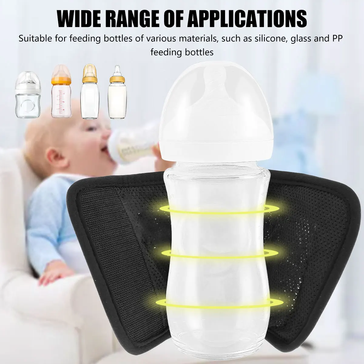 Baby Bottle Warmer USB Powered Feeding Bottle Heater with Adjustable Heating Temperature Portable Thermal Insulation Bag