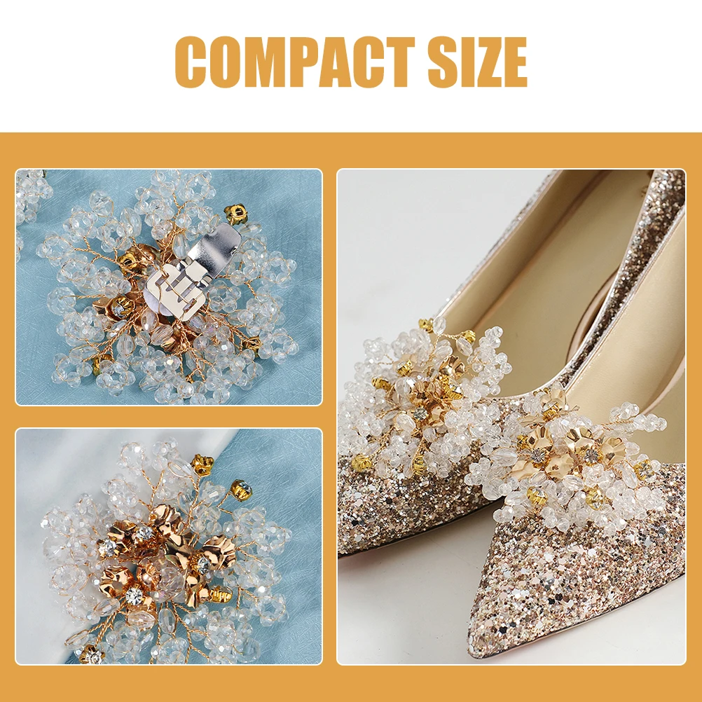 اكسسوارات الزفاف أنيقة مطرز مقاطع الأحذية الزخرفية زهرة سحر الزجاج كريستال زينة أحذية الزفاف للنساء