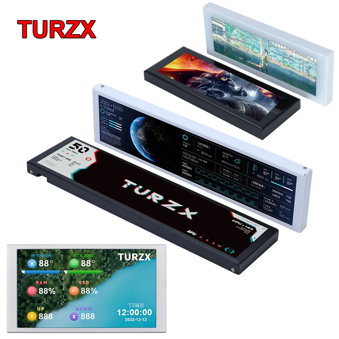 turzx-92-52-46-inch-usb-secondary-screen-for-computer-chassis-ips-lcd-type-c-display-cpu-ram-gpu-hdd-fps-weather-monitor