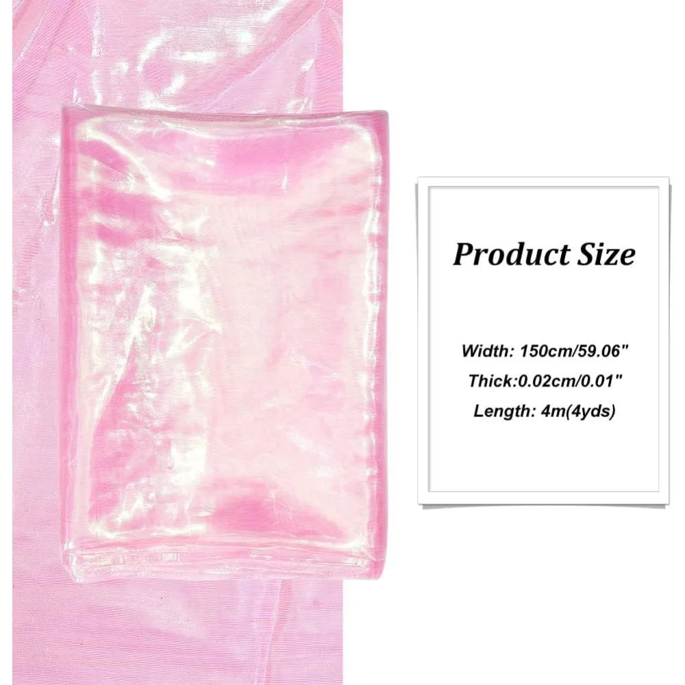 4.3 Yards Pink Gauze Fabric, Organza Lace Fabric Iridescent Organza Cloth Magic Shiny Fabric Ribbon for Dress Stage Show