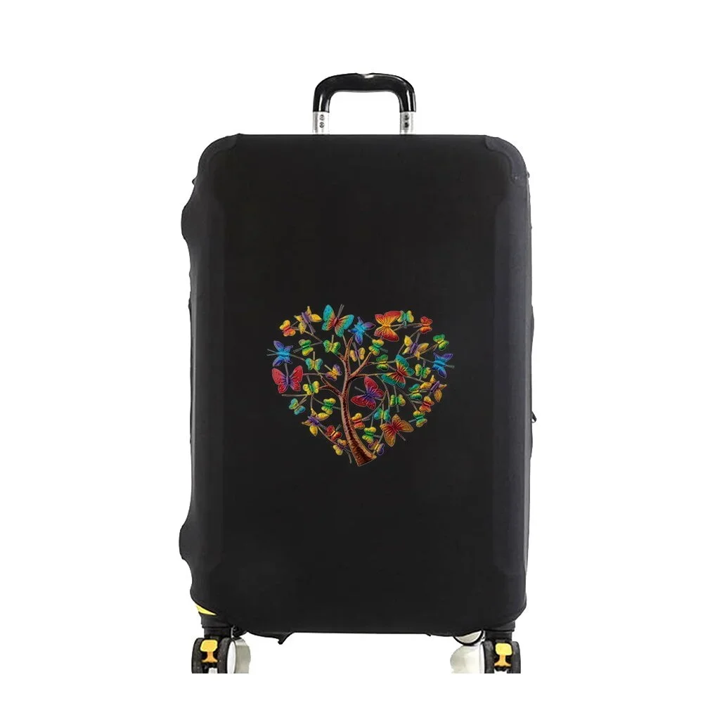 Elastic Luggage Cover Heart Tree Butterfly Print Suitcase Protector Dustproof Anti Scratch For 18 32 Inch Travel Case
