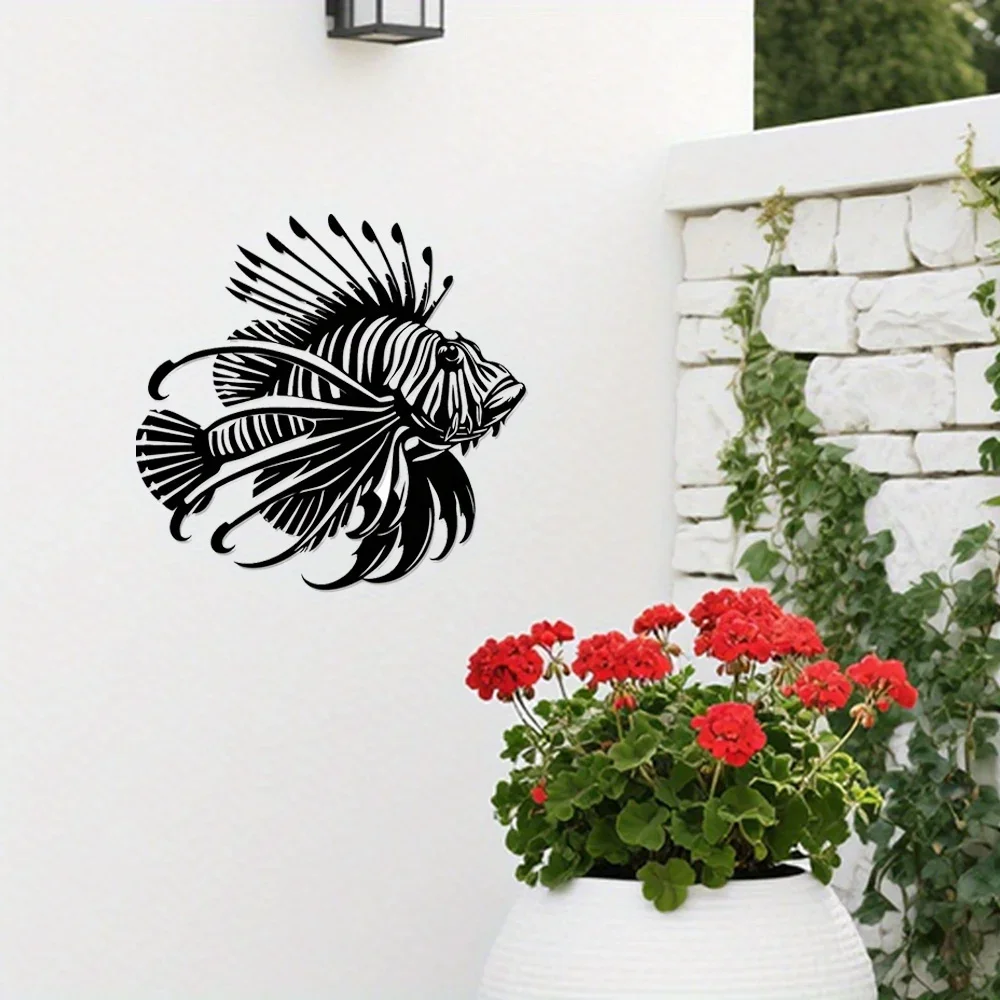 Metal Wall Art Lionfish - Vibrant Ocean-Themed Decor for Home, Bedroom, Beach House or Cabin, Durable Iron Fish Wall Hanging