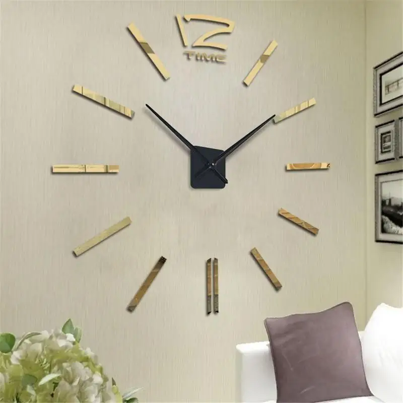 Modern Design Large Wall Clock 3D DIY Clocks Fashion Watches Acrylic Mirror Stickers Living Room Home Decor Horloge