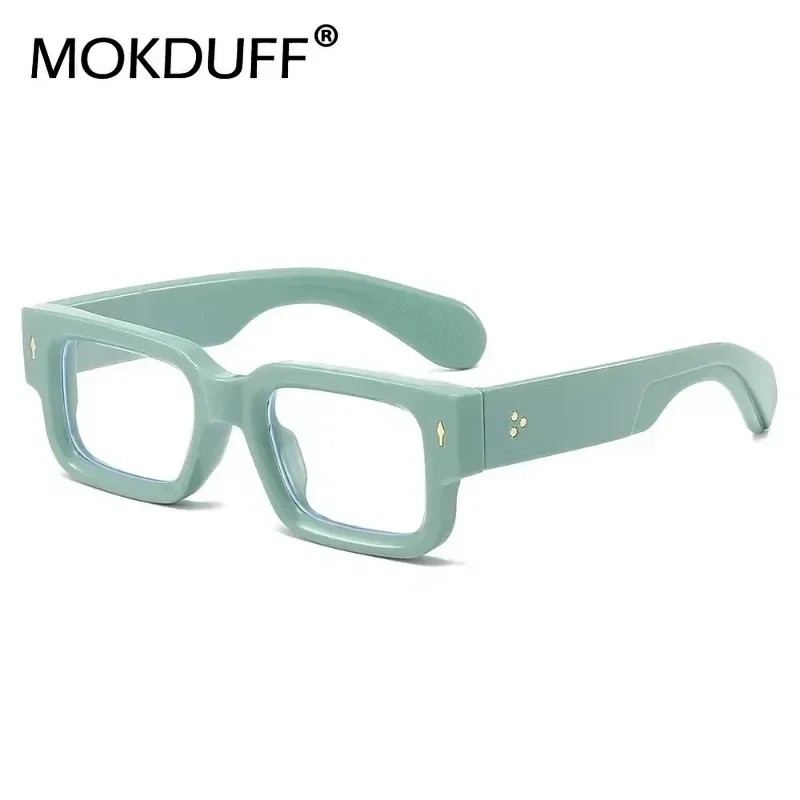 Vintege Computer Glasses Frame Women Men Rectangle Eyewear Blocking Glasses Rivets Eyeglass Thick Frame Anti Blue Light Glasses