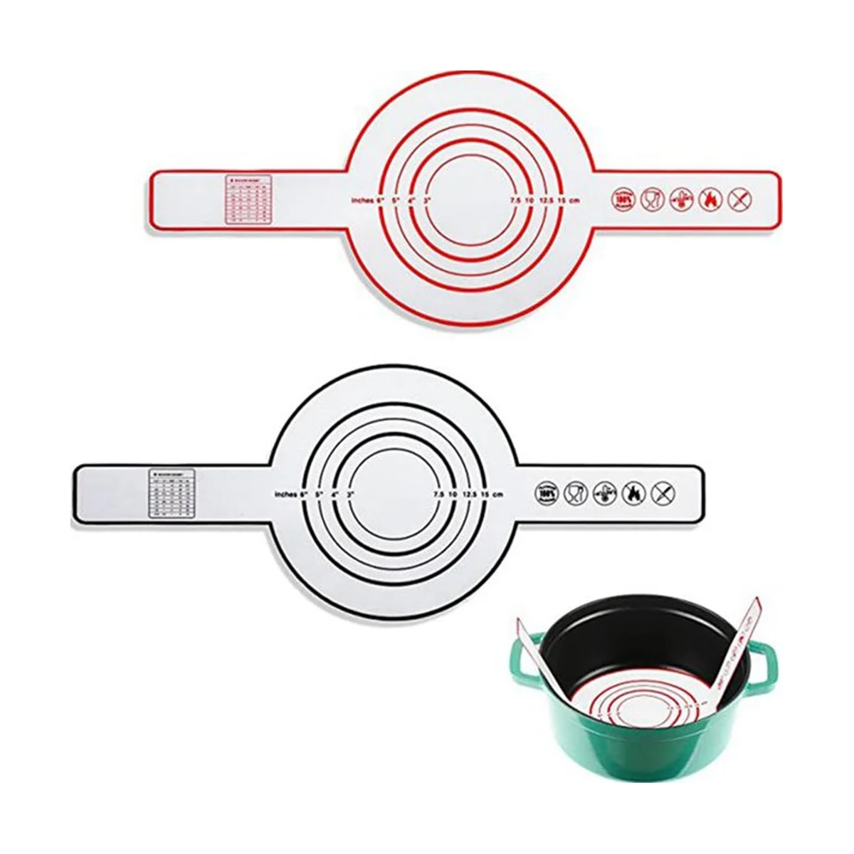 Tappetino da forno in silicone da 2 pezzi per forno olandese, tappetino da forno antiaderente con manico lungo, fogli riutilizzabili da 8,3 pollici, nero