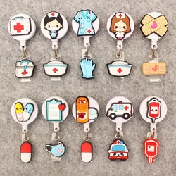 Two Face New Hospital Style Badge Reel Nurse Workers Enfermera ID Holder Retractable Name Card Holder Accessory