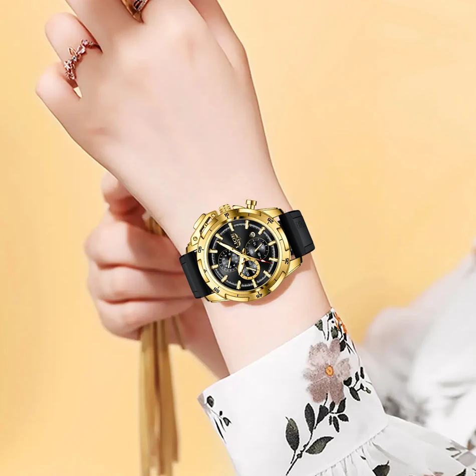 LIGE 2023 New Silicone Watches For Women Fashion Waterproof Sport Chronograph Quartz Watch Ladies Top Brand Luxury Women Watch