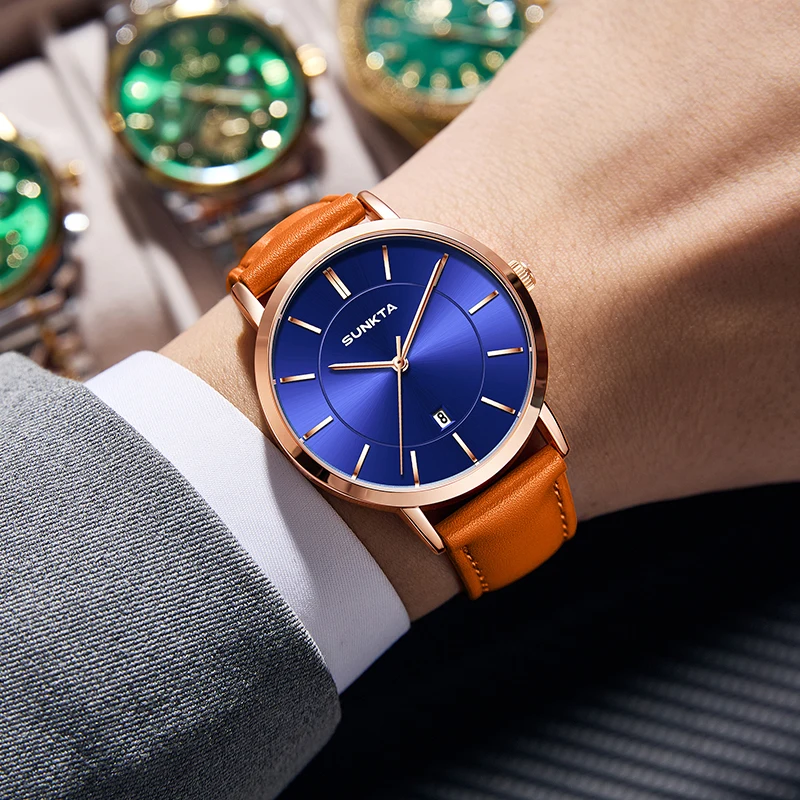 SUNKTA 2026 ساعة رجالي فاخرة LIGE موضة عادية كوارتز ساعات المعصم مقاوم للماء تاريخ الأعمال الساعات النساء الهدايا Reloj Hombre