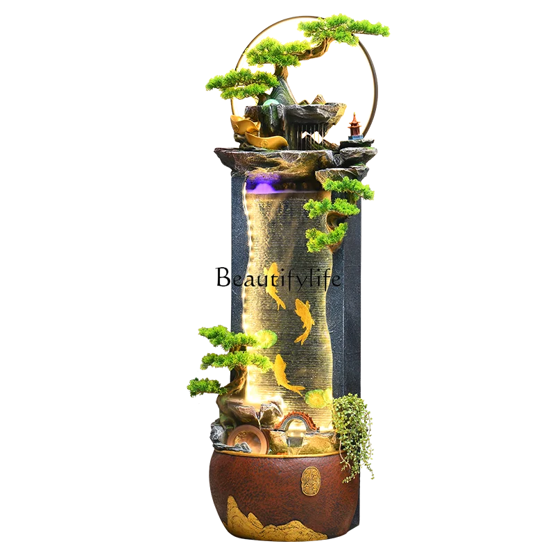 

Floor-to-ceiling rockery flowing water fountain ornament circulating water lucky entrance feng shui wheel