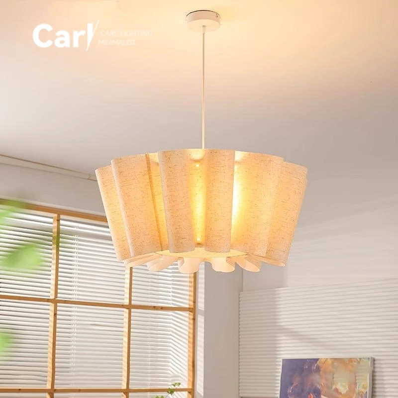 

Linen Fabric Medieval Cream Style Fabric Bedroom Chandelier French Countryside Revival Homestay Restaurant Tea Room Lamp