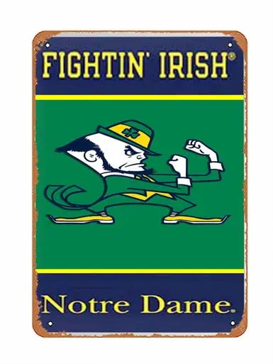 Notre Dame Fighting Irish Poster Tin Sign Vintage Metal Sign for Home Cafe Bar Pub Man Cave Wall Decor 8x12 inch