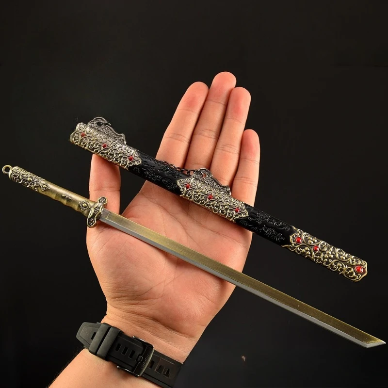30 ซม./11.81in จีน Animation อุปกรณ์ต่อพ่วงทั่วไปดาบอาวุธรุ่น Tang ดาบโลหะ Sheathed ดาบหัตถกรรมเครื่องประดับของเล่นเด็กของขวัญ