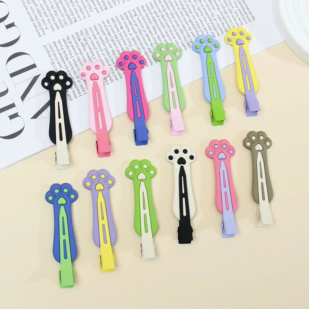 2023 Girls Colorful Cat Claw Seamless Hairclips Spring Side Beauty Bangs Metal Duckbill Hairpin Fashion Women Hair Accessories