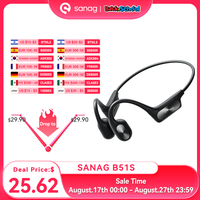 Sanag B51S True Bone Conduction Bluetooth 5.3 Wireless Earphones IPX8 Swimming Riding Headphones 8h Play Flash-sale 16GB Headset
