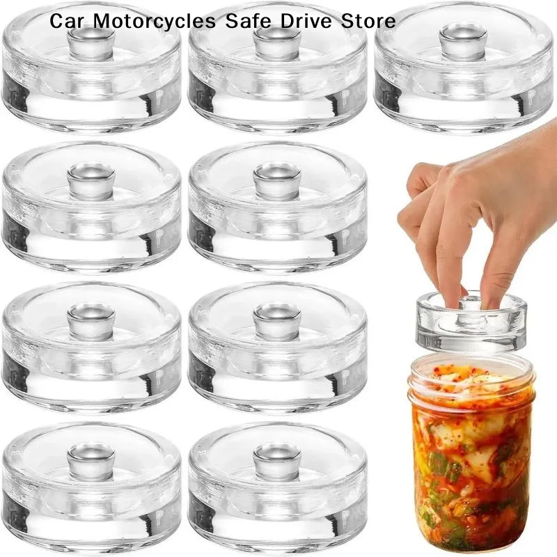 【CM】1pcs Fermented Glass Weights Wide Mouth Jars Lids Kitchen Gadgets Sealed Storage Container Lids Cheese Fermentation