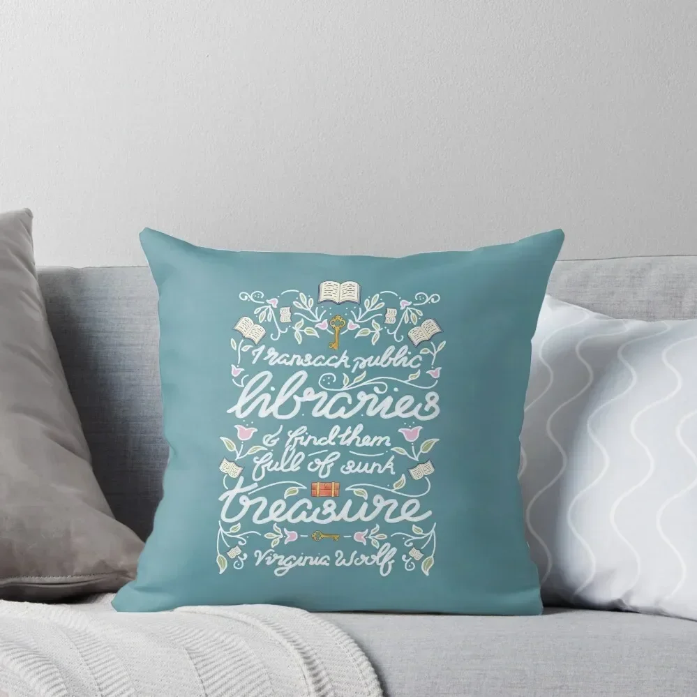 Virginia Woolf Library Literature Quote - Book Nerd Throw Pillow Decorative Cushions Plaid Sofa anime girl pillow